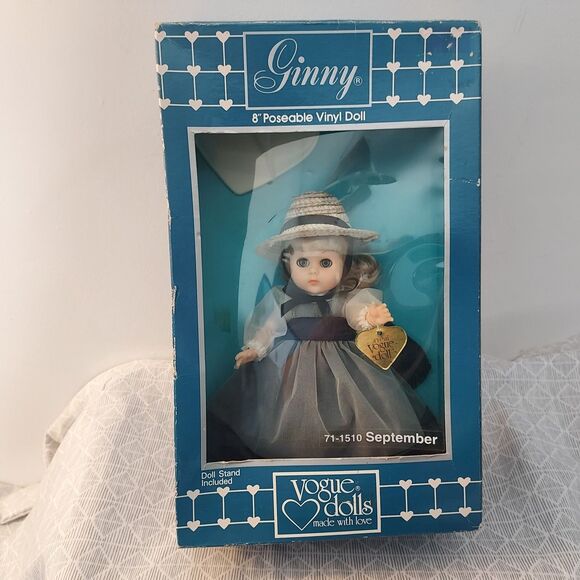 Vintage 1986 VOGUE GINNY VINYL 8” DOLL WITH STAND September in Box - Picture 2 of 11